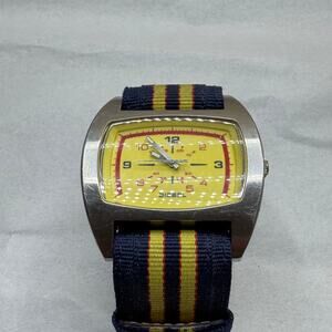 Y2K Diesel 5 Bar DZ-2059 Men’s Watch – Yellow/Blue Canvas Strap, Quartz Movement